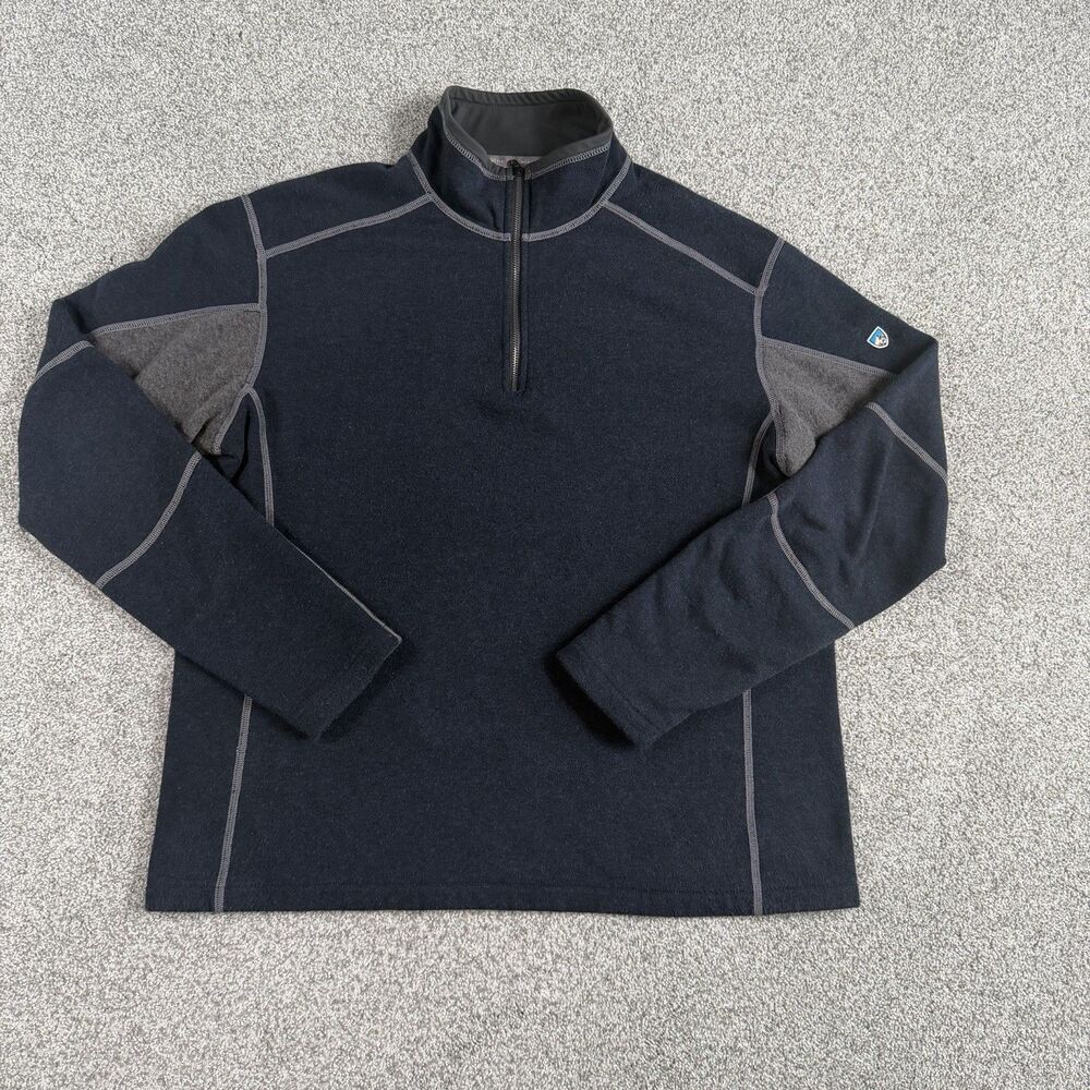 Kuhl Revel 1/4 Zip Pullover Sweater Fleece Lined Men's 3007 Black Gray Size XL